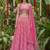 pink laheriya printed organza festive lehenga set choli with dupatta