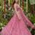 pink laheriya printed organza festive lehenga set choli with dupatta