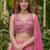 pink laheriya printed organza festive lehenga set choli with dupatta