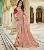 baby_pink viscose tissue fabric with bead work