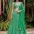 green digital printed organza festive lehenga set choli with dupatta