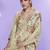 Cream chinon silk digital embridered designer plazzo suit