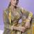 Yellow chinon silk digital embridered designer plazzo suit