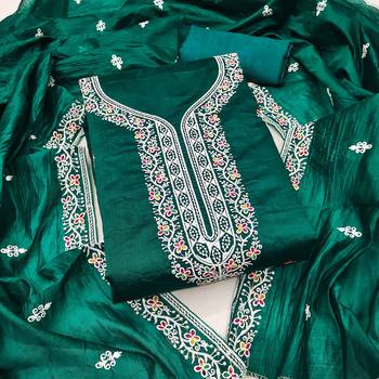 Green embroidered cotton churidar dress-materials 1