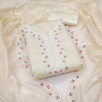 White embroidered cotton churidar dress-materials 1