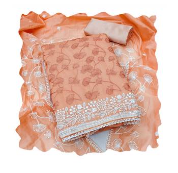 Peach embroidered chanderi churidar dress-materials 4