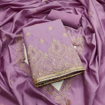 Purple embroidered cotton churidar dress-materials 1