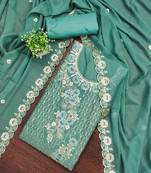 sea-green embroidered georgette semi_stitched churidar dress-materials