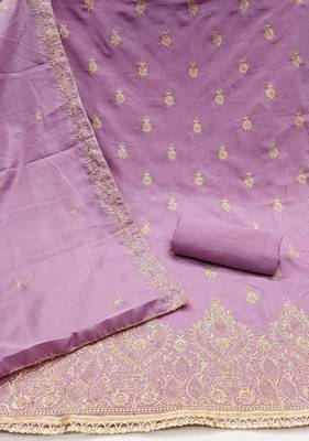 Purple embroidered cotton churidar dress-materials 2