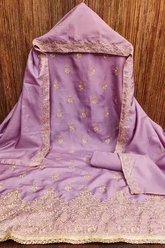 Purple embroidered cotton churidar dress-materials