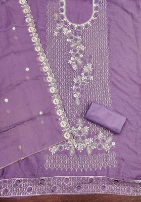 purple embroidered georgette semi_stitched churidar dress-materials 2