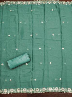 sea-green embroidered georgette semi_stitched churidar dress-materials 4
