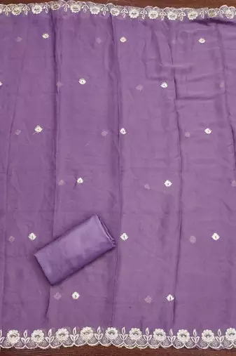 purple embroidered georgette semi_stitched churidar dress-materials