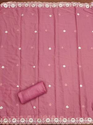 pink embroidered georgette semi_stitched churidar dress-materials 4