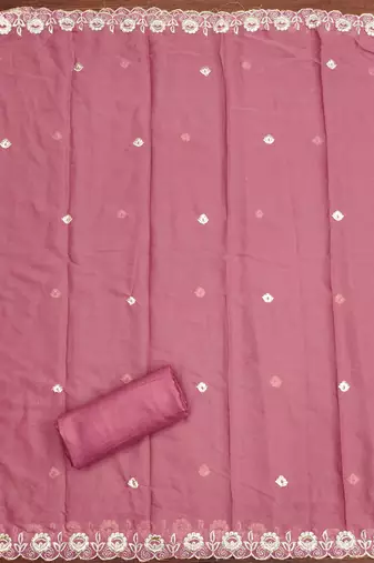 pink embroidered georgette semi_stitched churidar dress-materials