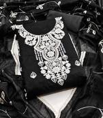 Black sequins cotton semi stitched churidar dress-materials