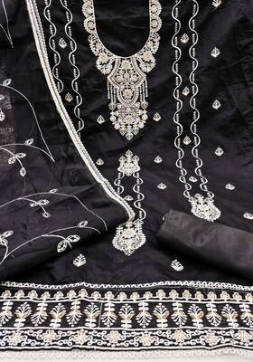 Black sequins cotton churidar dress-materials 2