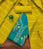 sea-green embroidered cotton semi_stitched churidar dress-materials