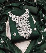 Green sequins cotton semi stitched churidar dress-materials