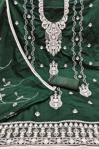 Green sequins cotton churidar dress-materials