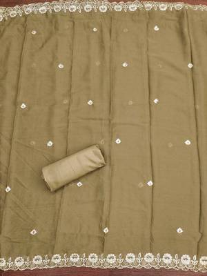 olive embroidered georgette semi_stitched churidar dress-materials 4
