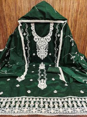 Green sequins cotton churidar dress-materials 3