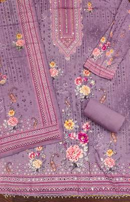 purple printed cotton semi_stitched churidar dress-materials 2