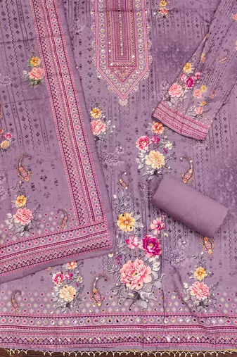 purple printed cotton semi_stitched churidar dress-materials