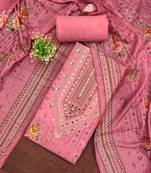 pink printed cotton semi_stitched churidar dress-materials