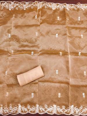 peach embroidered organza semi_stitched churidar dress-materials 4