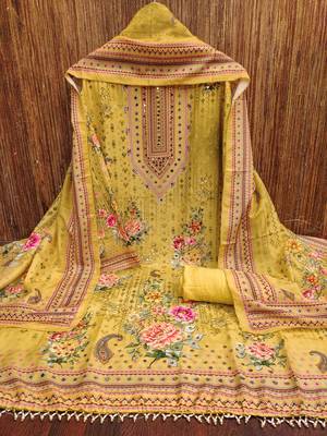 yellow printed cotton semi_stitched churidar dress-materials 3
