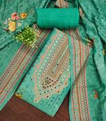 green printed cotton semi_stitched churidar dress-materials