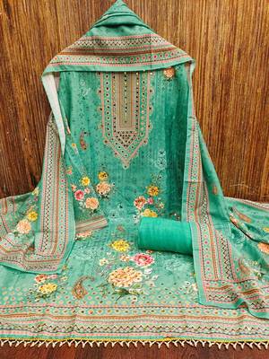 green printed cotton semi_stitched churidar dress-materials 3