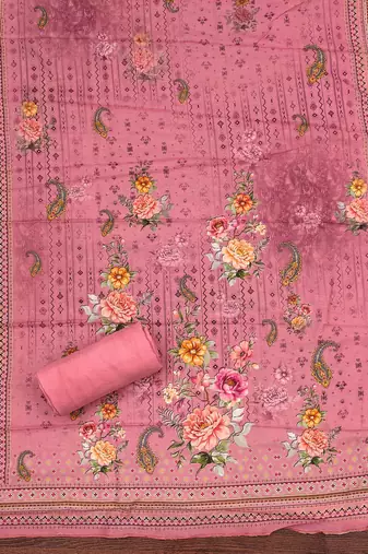 pink printed cotton semi_stitched churidar dress-materials