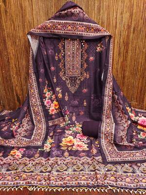 violet printed cotton semi_stitched churidar dress-materials 3