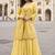 Yellow georgette embroidered beads work western plazzo suit