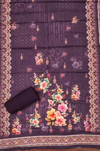 violet printed cotton semi_stitched churidar dress-materials