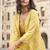 Yellow georgette embroidered beads work western plazzo suit