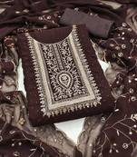 Brown embroidered georgette semi stitched churidar dress-materials