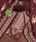 brown printed cotton semi_stitched churidar dress-materials