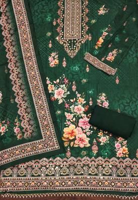 green printed cotton semi_stitched churidar dress-materials 2