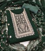Green embroidered georgette semi stitched churidar dress-materials