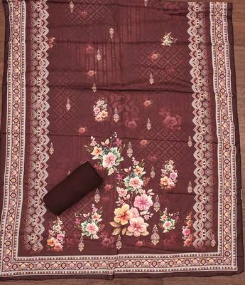 brown printed cotton semi_stitched churidar dress-materials 4
