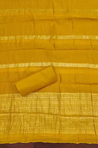 yellow embroidered cotton semi_stitched churidar dress-materials