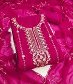 Magenta sequins georgette semi stitched churidar dress-materials