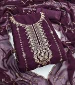 Purple sequins georgette semi stitched churidar dress-materials