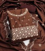 Brown sequins cotton semi stitched churidar dress-materials