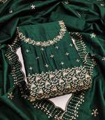 Green sequins cotton semi stitched churidar dress-materials