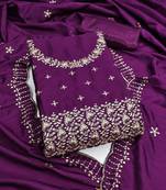 Purple sequins cotton semi stitched churidar dress-materials