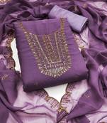 Lavender sequins georgette semi stitched churidar dress-materials